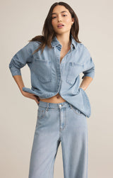 All Day Luxe Soft Denim Jacket - Light Vintage Indigo