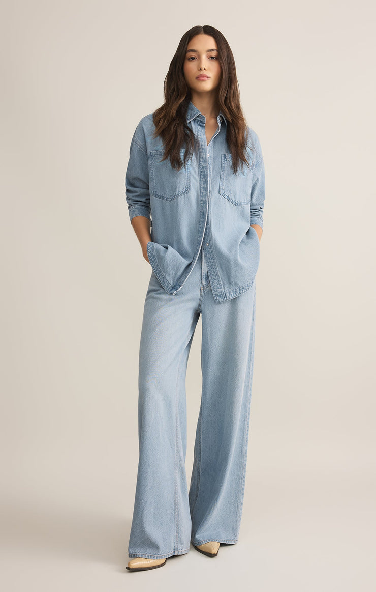 All Day Luxe Soft Denim Jacket - Light Vintage Indigo