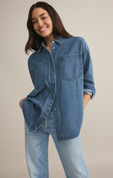 All Day Luxe Soft Denim Jacket - Worn Indigo