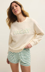 Vacay Fleece Sweatshirt - Vanilla Ice