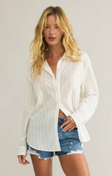 Seaport Striped Button Up Shirt - White