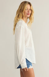 Seaport Striped Button Up Shirt - White