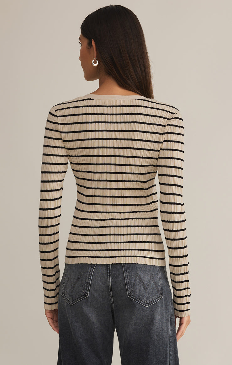 Jordana Stripe Rib Sweater - Sandshell