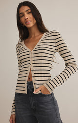 Jordana Stripe Rib Sweater - Sandshell