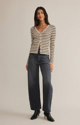 Jordana Stripe Rib Sweater - Sandshell