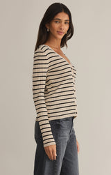 Jordana Stripe Rib Sweater - Sandshell