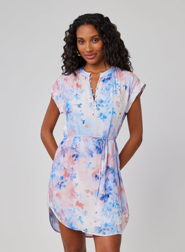 Cap Sleeve Pullover Mini Dress - Garden Mist Print