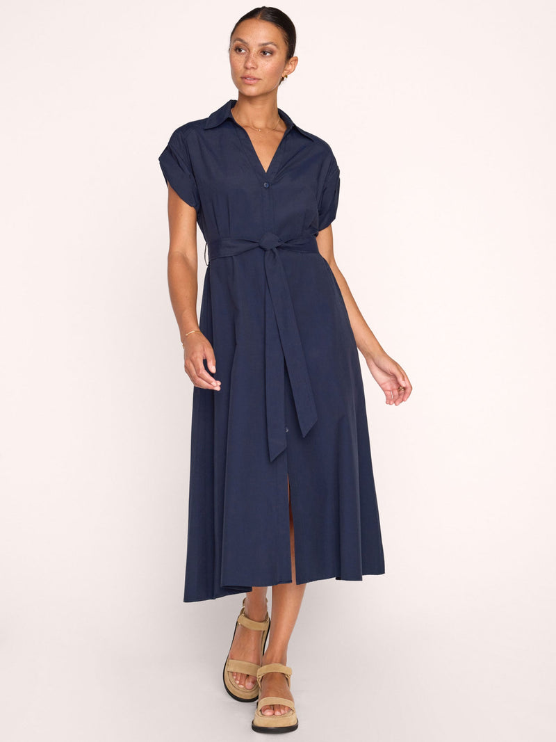 The Fia Belted Dress - Navy
