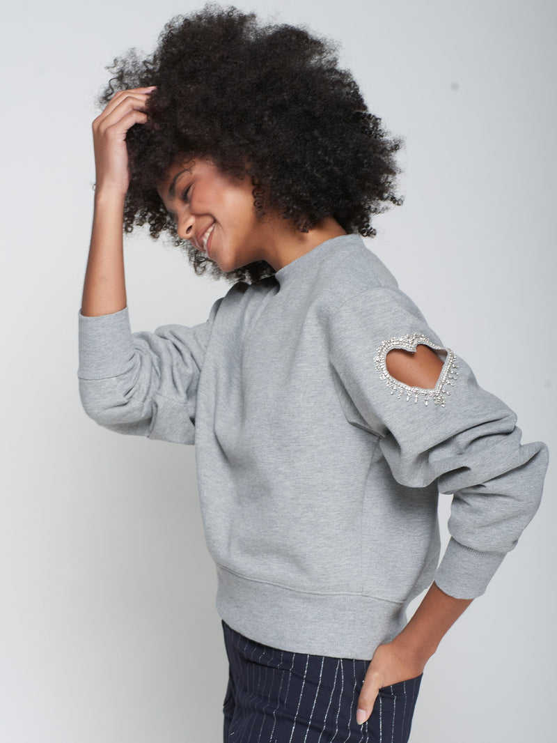 CUT OUT HEART SWEATSHIRT