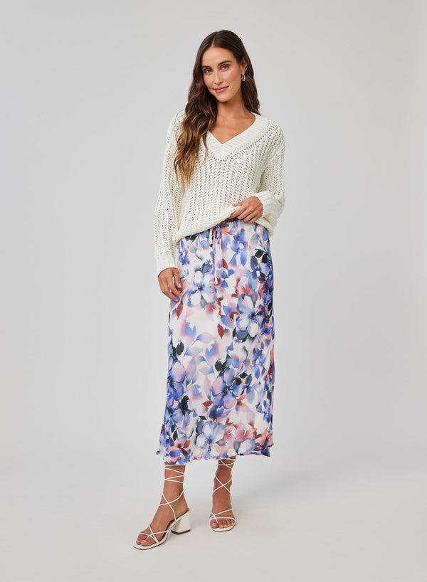 Petite Elastic Ruffle Waist Skirt - Magnolia Bloom Print