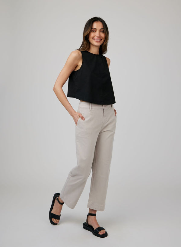 Saige Wide Leg Crop - Coastal Stone