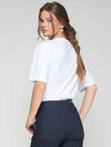 Floral Sequins Tee - White