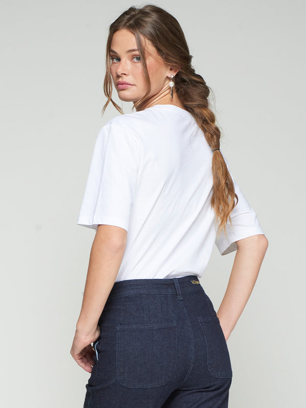 Floral Sequins Tee - White