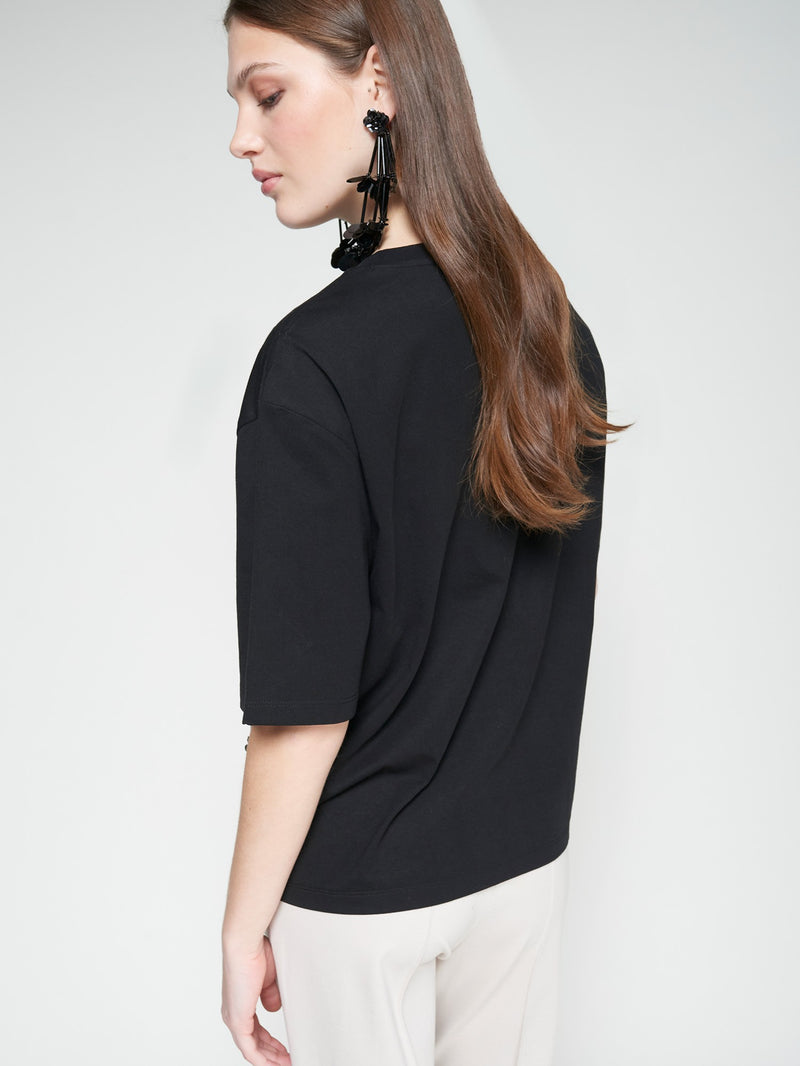 Floral Sequins Tee - Black